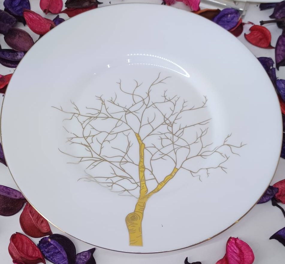 سرویس 26پارچه گلدن اپال طرح درختی طلایی لب طلا قالب بن چاینا