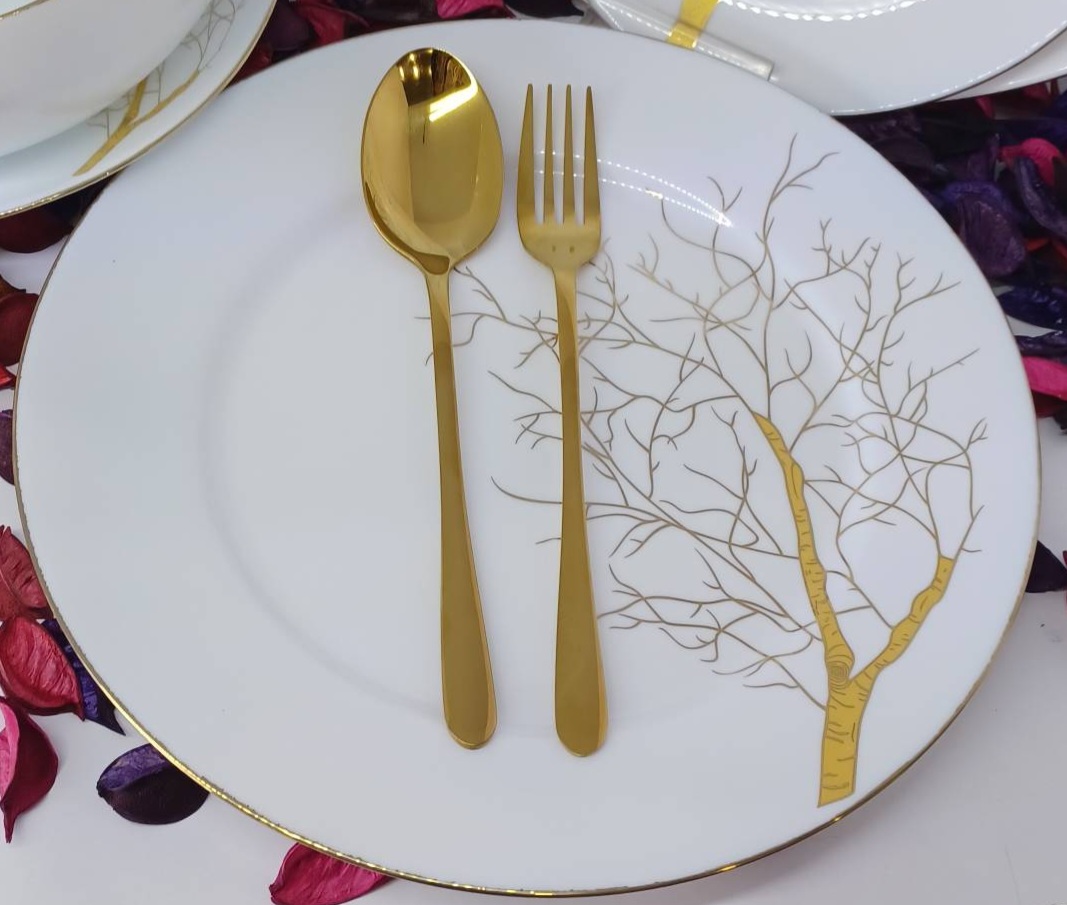 سرویس 26پارچه گلدن اپال طرح درختی طلایی لب طلا قالب بن چاینا