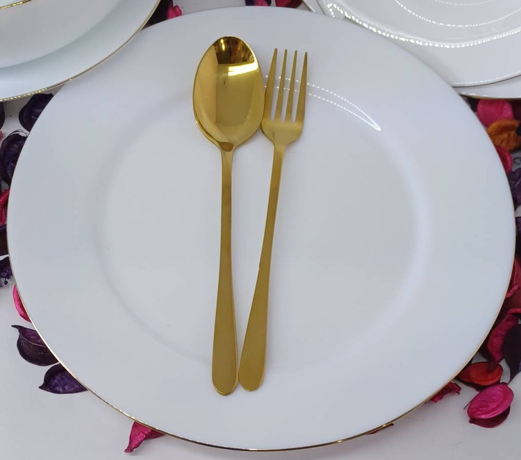 سرویس 26پارچه گلدن اپال سفید ساده لب طلا قالب بن چاینا