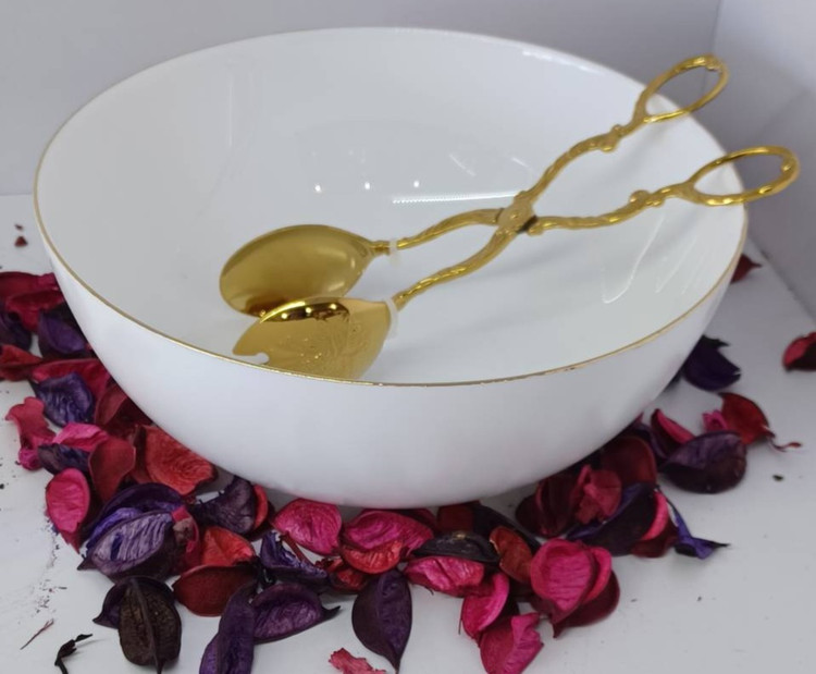 سرویس 26پارچه گلدن اپال سفید ساده لب طلا قالب بن چاینا