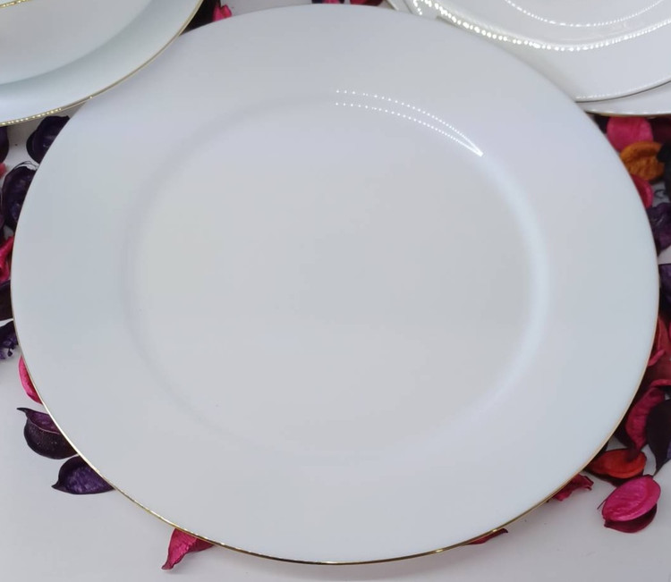 سرویس 26پارچه گلدن اپال سفید ساده لب طلا قالب بن چاینا