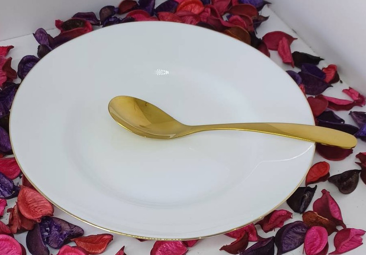سرویس 26پارچه گلدن اپال سفید ساده لب طلا قالب بن چاینا