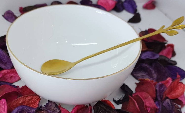 سرویس 26پارچه گلدن اپال سفید ساده لب طلا قالب بن چاینا