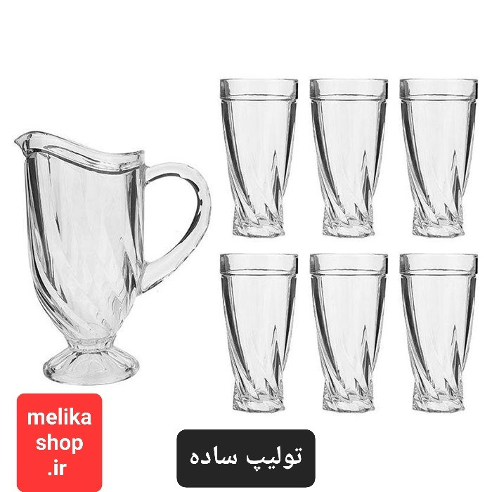 پارچ لیوان تولیپ لب طلا و ساده