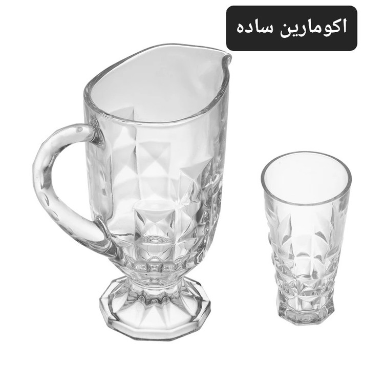 پارچ لیوان اکومارین لب طلا و ساده