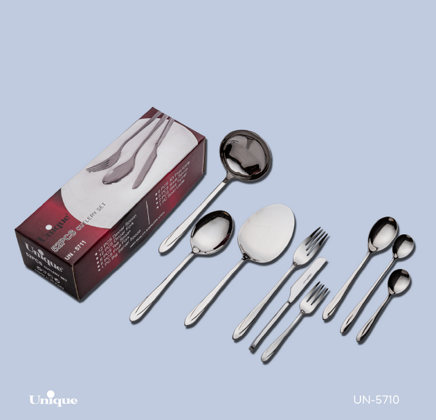 ست 52پارچه (12نفره) قاشق چنگال استیل رومیزی یونیک مدل UN-5711