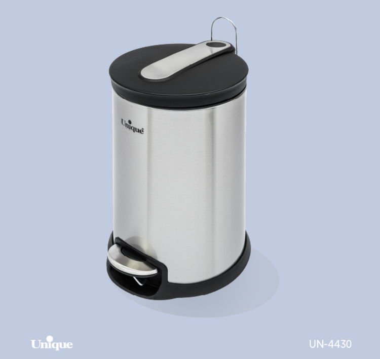 سطل زباله 16لیتر استیل با آرام بند یونیک مدل UN-4430
