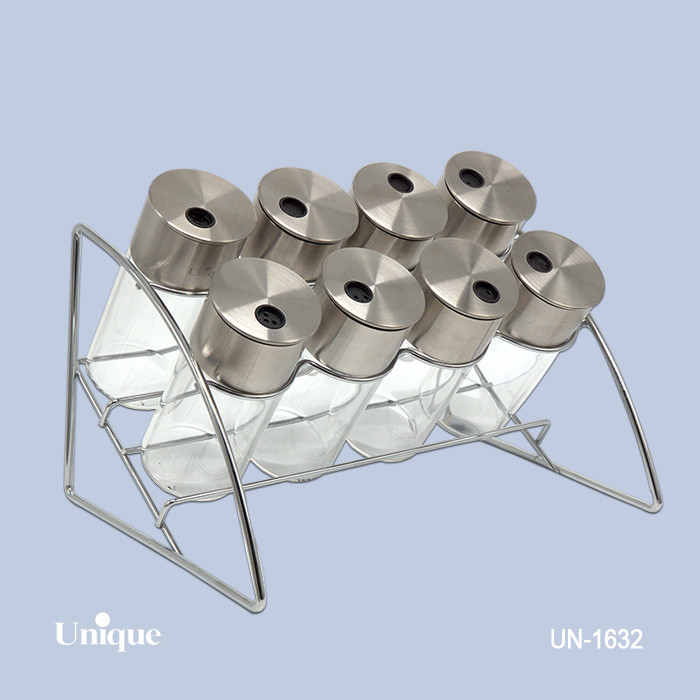ست ادویه 8تایی شیشه گرد هلالی یونیک مدل UN-1632