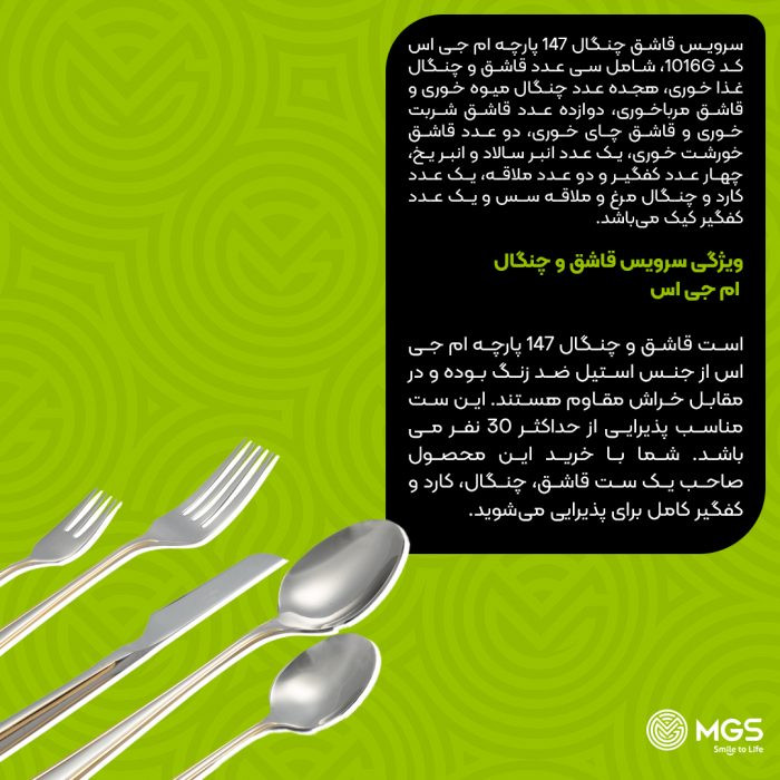سرویس قاشق چنگال 30 نفره 147 پارچه MGS مدل 1016G