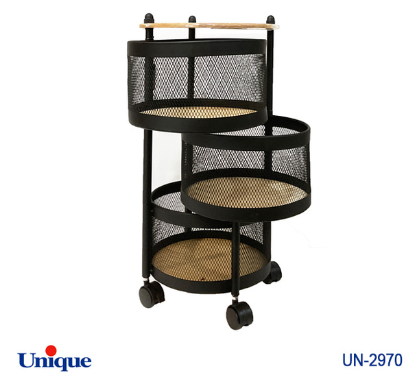 جا پیازی 3 طبقه توری گرد مشکی یونیک مدل UN-2970
